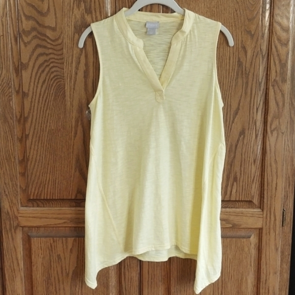 Chico's NWOT Ultimate Tee‎ Slub Knit Tank Top Size Small Yellow Cotton Modal